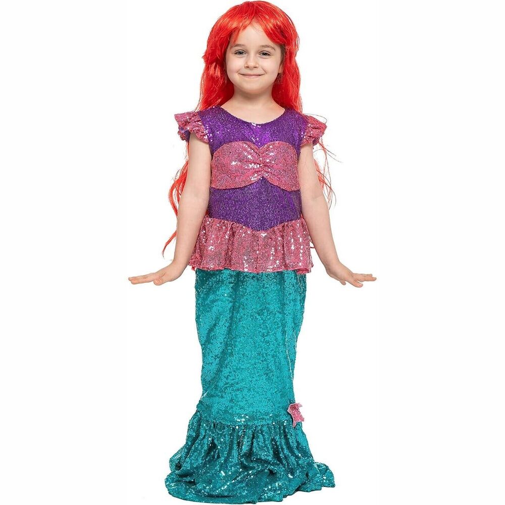Mermaid Dress Halloween Costume Child's Sequins Pink Purple Teal Size Small